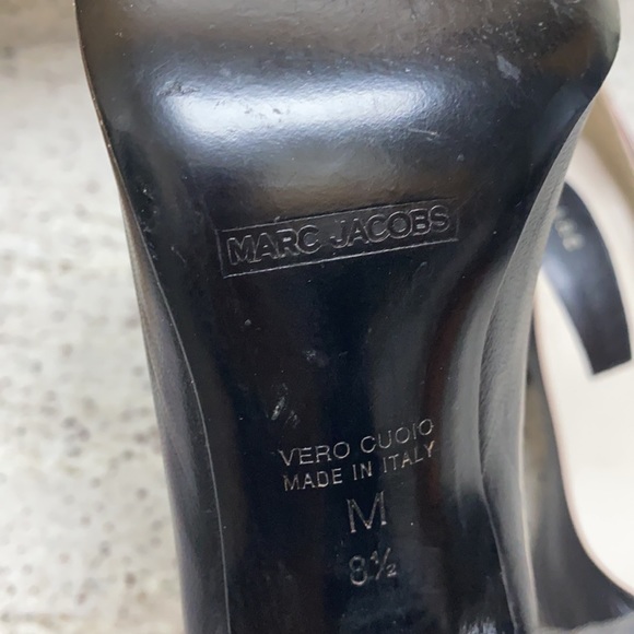 Marc Jacobs Black Open Toe Slip On Leather Heels - Picture 10 of 11